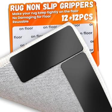 Imagem de Pinças antiderrapantes para tapete, almofadas de fita de tapete reutilizáveis com fita dupla face de substituição, para pisos e azulejos de madeira, prendedores de carpete fortes e firmes, removíveis
