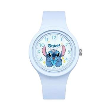 Imagem de Relógio Infantil Disney Stitch Com Pulseira De Silicone Rosa Presente 