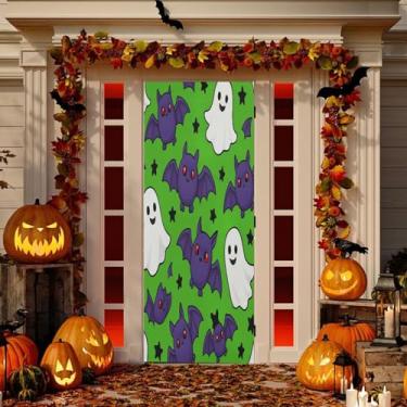 Imagem de Wassud Morcegos com fantasmas decoração de porta faixa interna externa decoração de casa de varanda grande decoração de porta da frente 96 x 98 polegadas