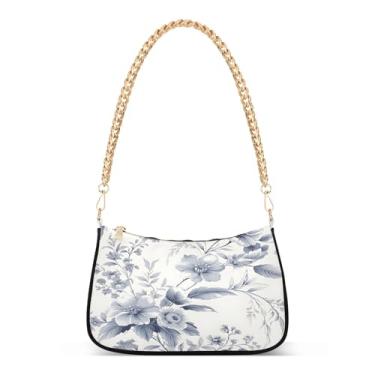 Imagem de CEBUGI Bolsas transversais femininas bolsa de ombro vintage floral bolsa clutch elegante com alça de corrente