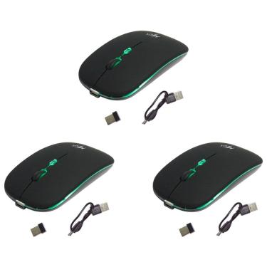Imagem de Kit 3 Mouses Sem Fio Recarregável Mega M185 com Led DPI Ajustável