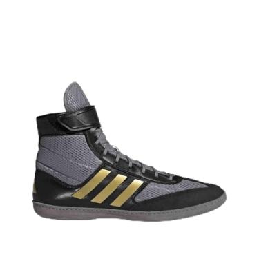 Imagem de adidas Tênis de luta livre masculino Combat Speed 5, Cinza/Preto/Ouro Metálico, 38