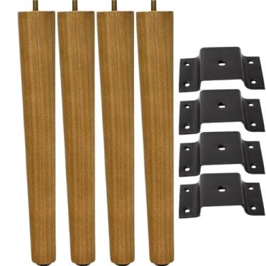 Imagem de Pé Palito 25cm Amêndoa Marrom Claro Puff Recamier Sofá Poltrona + Chapinha Reta (4)