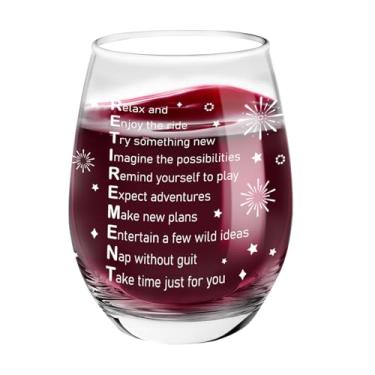 Imagem de Presentes de aposentadoria para mulheres e homens amantes de vinho presentes exclusivos aposentados para trabalho amigo amigo colega de trabalho enfermeira professor médico alma irmã taças de vinho