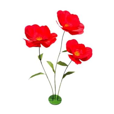 Imagem de Fenteer Flores gigantes para casamento, guirlandas florais decorativas com base de apoio, flores enormes para chás de panela, escadas, vitrines de lojas, Vermelho