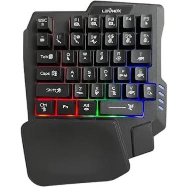 Imagem de Teclado Semi Mecânico c/Uma Mão (35 Teclas) – Iluminação RGB Personalizável – Ergonômico e Portátil – Perfeito para Jogadores de FPS, MOBA e Estratégia
