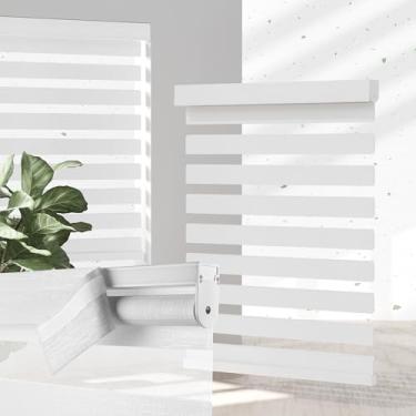 Imagem de MoDanCeQ Persianas Zebra sem fio para Windows – Cortinas de zebra com filtro de luz personalizável e blackout, persianas de janela de controle de luz de camada dupla, persiana zebra de fácil