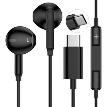 Imagem de Fones de ouvido com fio tipo C, cabo USB C, fones de ouvido para Android, Samsung Galaxy A56/A36/A17/A16 5G/S25FE/S25 Ultra/S25 Plus/Edge/S24/S23/S22, tipo C, plugue de ouvido para iPhone 17 16 Pro