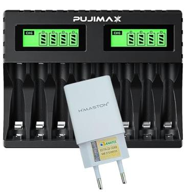 Imagem de Carregador De Pilhas AA/AAA 8 Slots Recarregável 1.2V + Fonte 5V