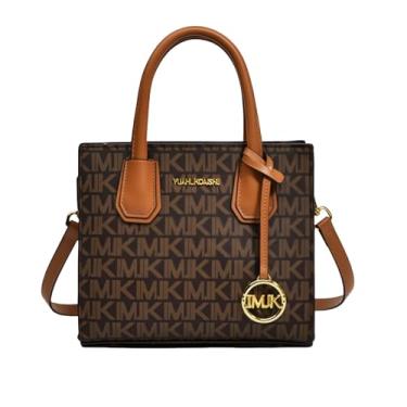Imagem de Xehuro Bolsa tiracolo feminina com fecho de zíper, alça de couro luxuosa, design antidesgaste, Marrom, Small