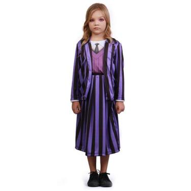 Imagem de Fantasia Wandinha Infantil Uniforme Colegial Roxo Halloween - Sulameri