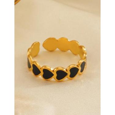 Imagem de Anel feminino grosso de ouro, anel de amor, joias versáteis de alta qualidade, acessórios de moda, joias elegantes para presentes, Medium, Latão, Sem pedra preciosa