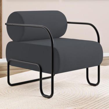 Imagem de Poltrona Decorativa Orgânica Living Miska Veludo Cinza - Desk Design