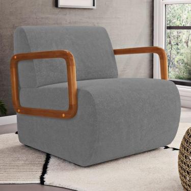 Imagem de Poltrona Decorativa Orgânica Living Kavya Bouclê Cinza - Desk Design