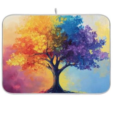 Imagem de Tapetes coloridos de secagem de louça, tapete de café de secagem rápida, tapetes de escorredor de pratos de microfibra para decoração de bancada de cozinha 45 x 61 cm