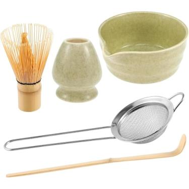 Imagem de ZenMatcha Master Set Kit de Chá Japonês Cerimonial 5 Peças com Batedor Bambú Tigela Cerâmica Colher Peneira e Ovos - Ferramentas Tradicionais Premium Artesanais para Cerimônias Autênticas Matcha Uso D