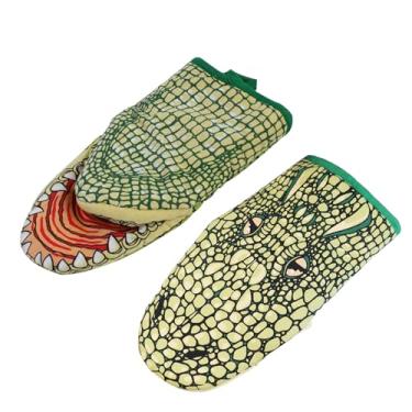 Imagem de Luvas de forno de crocodilo fofas com isolamento térmico, antiderrapantes, espessas, de algodão, resistentes a altas temperaturas, luvas de cozinha para fornos de micro-ondas, suporte de panela, luvas