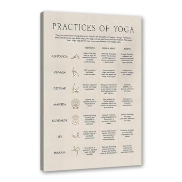 Imagem de Impressão em tela de ioga Membros de Yoga Poses de Yoga Impressão Sol e Lua Saudação Fitness Zen Chakra Afirmações Espiritual Wall Art Decor (SKU10,16x24") = (40 x 60 cm), Emoldurado (tela embalada))