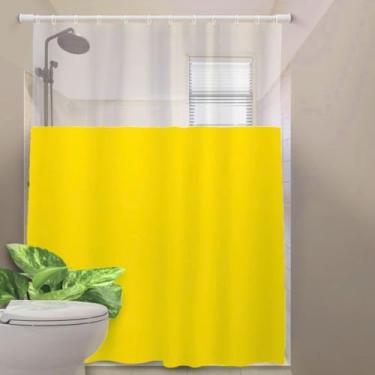 Imagem de Cortina de Box Banheiro Vinil com Ganchos – Cortina para Box Impermeável e Fácil de Limpar (SAIA AMARELO)