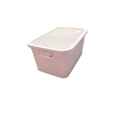 Imagem de Caixa Organizadora com Tampa, Rose, Plástico, 7.5 Litros, Empilhável, 31.5x21.5x15 cm,