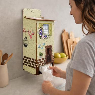 Imagem de Organizador de Sacos Sacolinhas Puxa Saco em MDF Decorado Suporte Parede Lindo