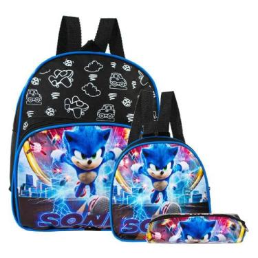 Imagem de Mochila Infantil Sonic Runner Filme Costas Lancheira+Estojo - Toys 2U