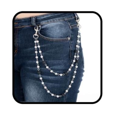Imagem de Yalice Corrente de contas brilhantes para calças de ganga para homens e mulheres Y2K corrente de bolso com strass hip hop punk cinto joias, Free Size, Liga metálica, Sem Pedra Preciosa