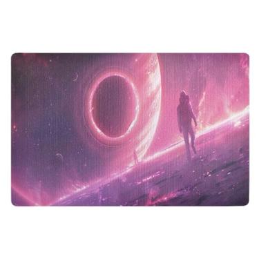 Imagem de Joisal Astronautas no espaço, tapetes engraçados de boas-vindas para porta da frente, tapete de sapato, caçador de sujeira, capacho externo 81 x 50 cm