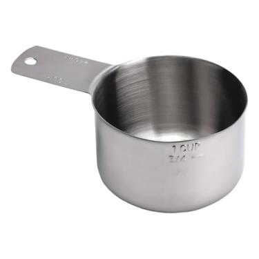 Imagem de 1 copo medidor único, colher de medida de aço inoxidável, copos de medida única, utensílios de cozinha, colher de medida de metal para cozinhar assar (240 ml, 227 g)