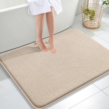 Imagem de OLANLY Tapete de banho espesso de espuma viscoelástica 101 x 81 cm, tapete absorvente extramacio, tapetes de banho de secagem rápida, antiderrapante, lavável na máquina para banheiro, banheira e
