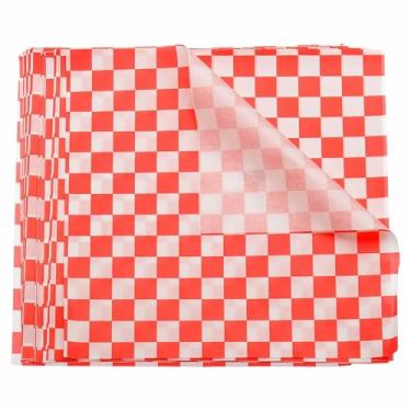 Imagem de HARFINGTON 200 folhas de papel de cera com padrão quadriculado quadrado 17,8 cm x 17,8 cm, papel de embrulho seco absorvente de óleo para sanduíche, forros, cesta de piquenique, pão, hambúrguer