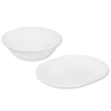 Imagem de Corelle Travessa de servir de 30 cm, tigela de servir branca Winter Frost, Winter Frost White - Conjunto de 2 (1 travessa de servir e 1 tigela de servir) (1 litro e travessa)