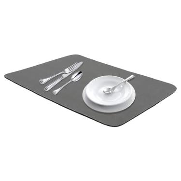 Imagem de Generic Grande tapete de secagem de pratos de pedra diatomácea, tapete de café de secagem rápida para balcão de cozinha, pratos, copos e utensílios 15,7 x 11,8 polegadas cinza