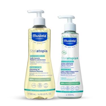 Imagem de Mustela Combo Pele Seca ou Extremamente Seca - Óleo de Banho Stelatopia 500ml + Stelatopia + Hidratante Relipidante Antiprurido 300 ml
