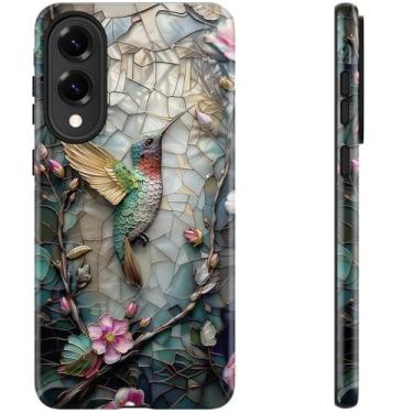 Imagem de DEENAKIN Capa fofa para Samsung Galaxy S25 Edge - compatível com carregamento sem fio - silicone macio de camada dupla + capa dura - design elegante de flores silvestres - capa de telefone chique para