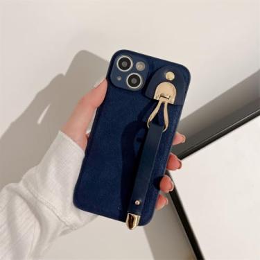 Imagem de IRTGFG Capa de couro luxuosa com alça de pulso e textura para iPhone 16 Pro, capa traseira à prova de choque (para iPhone 16 Pro/4)