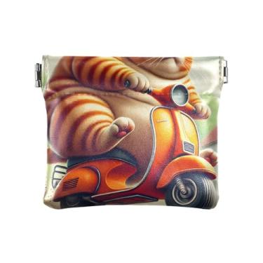 Imagem de Carteiras de gato gordinho laranja para mulheres pequenas, bolsa de moedas masculina, carteira fina feminina, gato gordinho, laranja, 11 x 9 cm, gato gordinho laranja, Gato gordinho laranja