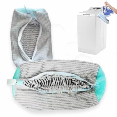 Imagem de Bolsa para Lavar Tênis na Máquina – Proteção e Durabilidade, Saco de Malha Dupla com Zíper Reforçado (Cores variadas)