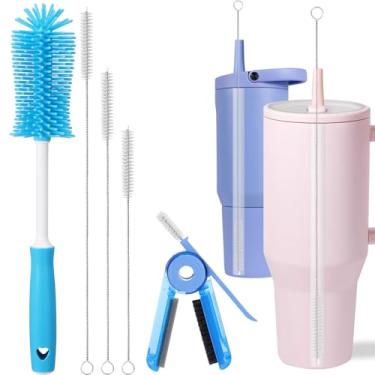 Imagem de Palksky Kit de escova de limpeza de garrafa de água para copo HydroJug 567 g/947 g/1,134 g, 5 peças de tampa de limpeza de escova de garrafa e canudo para acessórios de copo Owala/Stanley/Yeti/BrüMate