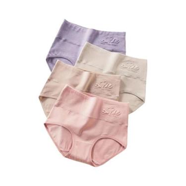 Imagem de Calcinhas De Algodão plus Size De Cintura Alta 4 Peças Sem Costura Mac