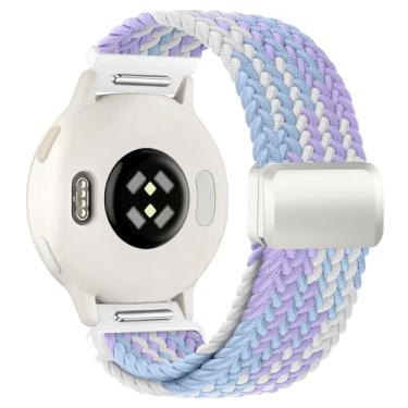 Imagem de Pulseira magnética de nylon trançado de liberação rápida de 20 mm compatível com Garmin Vivoactive 6/5/3, Venu/Venu Sq/Sq 2, Forerunner 55/165/245/645, alça elástica para estilos de vida ativos