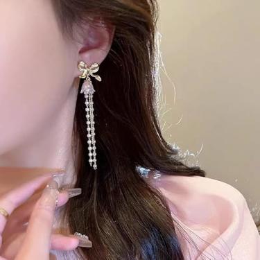 Imagem de Brincos femininos Pearl Tass com pingente de gota de flor de lírio do vale, presente de festa, festival, presentes de amizade, presentes para mulheres, dia dos namorados, Medium, Latão, Sem pedra