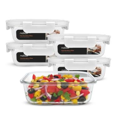 Imagem de Kit 5 Potes De Vidro Herméticos Trava Mega Resistentes 370ml - U4HOME,