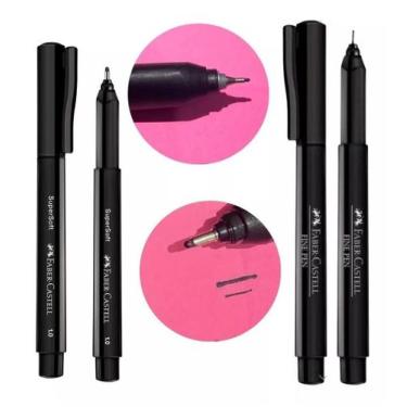 Imagem de Caneta Fine Pen 0.4 Preta Caneta Supersoft Preta 1.0mm Kit 4un - FABER
