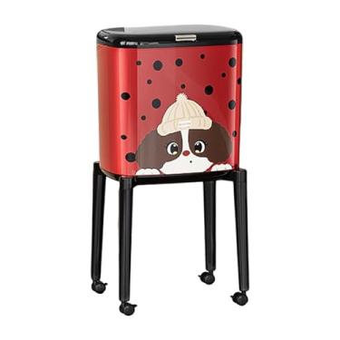Imagem de SiaBiced Lixeira com Rodas, Lixeira Moderna Multiuso com Pé Alto de Pressão para Banheiro, Cozinha, Quarto e Sala de Estar, Cachorrinho Vermelho