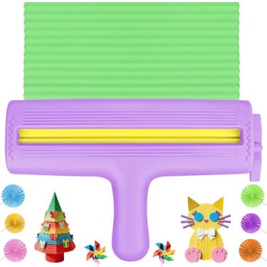 Imagem de Crimpador de papel para artesanato, ferramenta de crimpagem de papel AHIER Ferramenta de fabricação de forma de onda com rolo de 21 cm de largura para álbuns, penas, embrulho artesanato DIY (roxo)