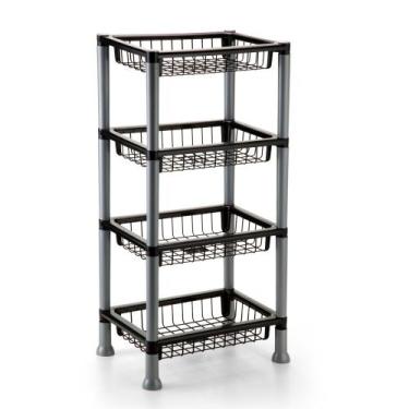 Imagem de Fruteira de Chão Plástica Suporte 4 Andares Cesto Organizador Multiuso