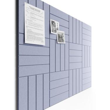 Imagem de Bumusty Quadro de cortiça grande alternativo - 47 x 35 azulejos de quadro de avisos de feltro, com 30 pinos, 70 abas adesivas, 12 painéis de parede de ripas, quadros de cortiça para escritório placa