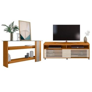 Imagem de Rack Bancada com Aparador Frizz Cross Cinamomo Off White - Madetec