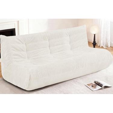 Imagem de Cansunna Cadeira de pufe gigante, poltrona gigante para adultos, confortável e grande, sofá preguiçoso, espreguiçadeira de veludo cotelê com espuma de memória, sofá de chão para casa, sala de estar